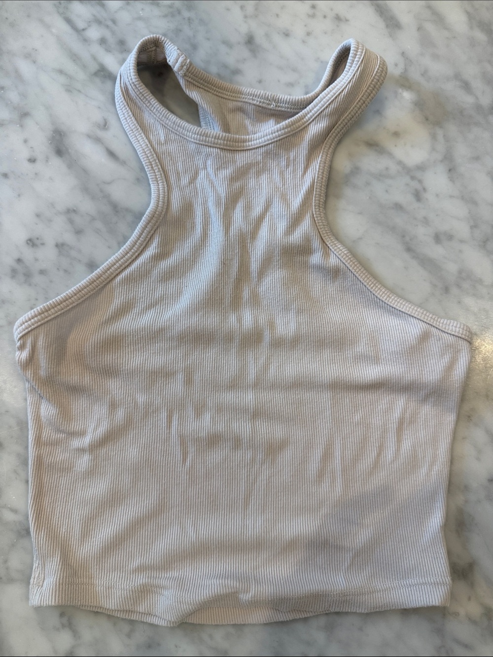 lululemon athletica ribbed racerback crop top in light lavender/beige